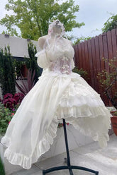 BXOXO - Ballet Twins Ruffle Bowknot Short Front Long Back Sweet Lolita Dress 2 Colors